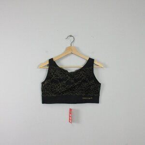 Sankom v Neck Classic Lace Bra Womens L XL Black Slimming Posture Shaper New 166